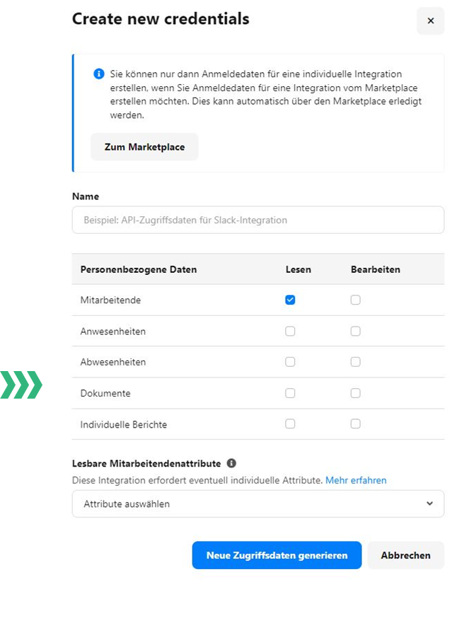 6. Notwendige API-Zugriffsdaten auf Personio generieren